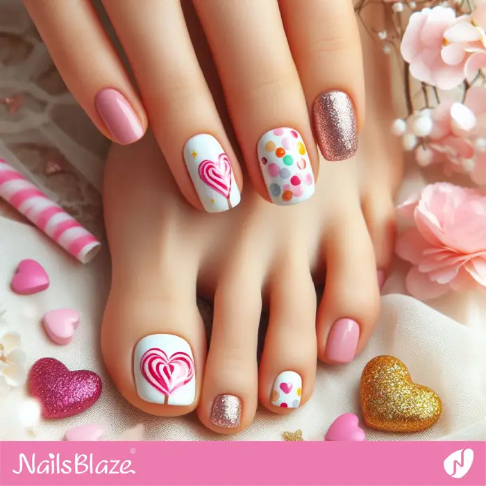 Valentine Candy Nails and Toenails Match | Valentine Nails - NB2301